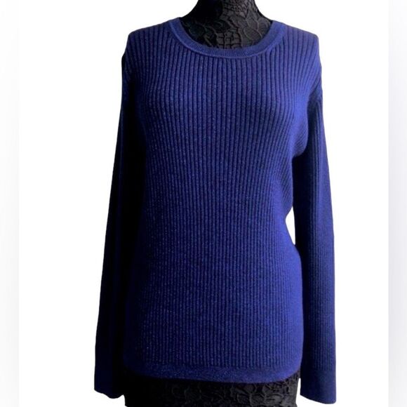 GAP Women’s Royal Blue Crew Neck Long Sleeves Shinny Sweater. Size: XL - Picture 1 of 3